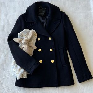 J.Crew Stadium Cloth by Nello Gori Navy Blue Pea Coat size 4T